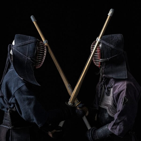 kendo fighters with bamboo swords