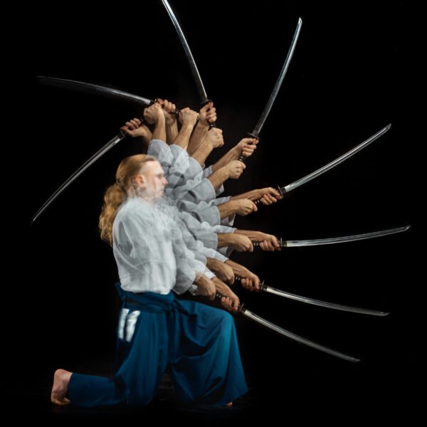 the young man are training aikido at studio